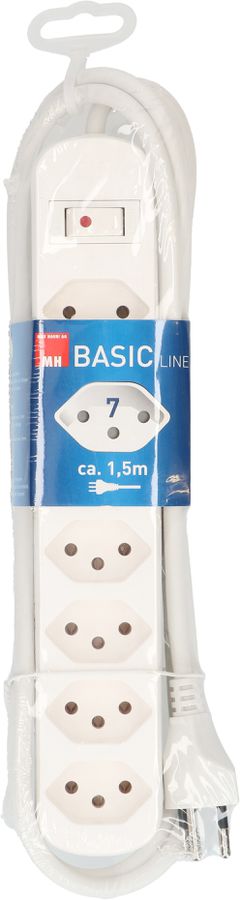 multipresa Basic Line 7x tipo 13 bianco interruttore 1.5m