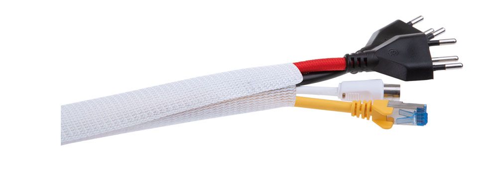 Flexible self-closing cable conduit white