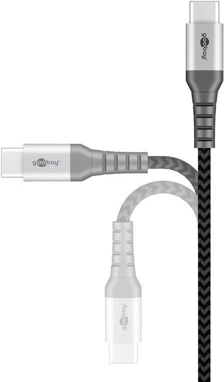 Cavo USB-C tessile tappi metallici extra-resistente 1m nero