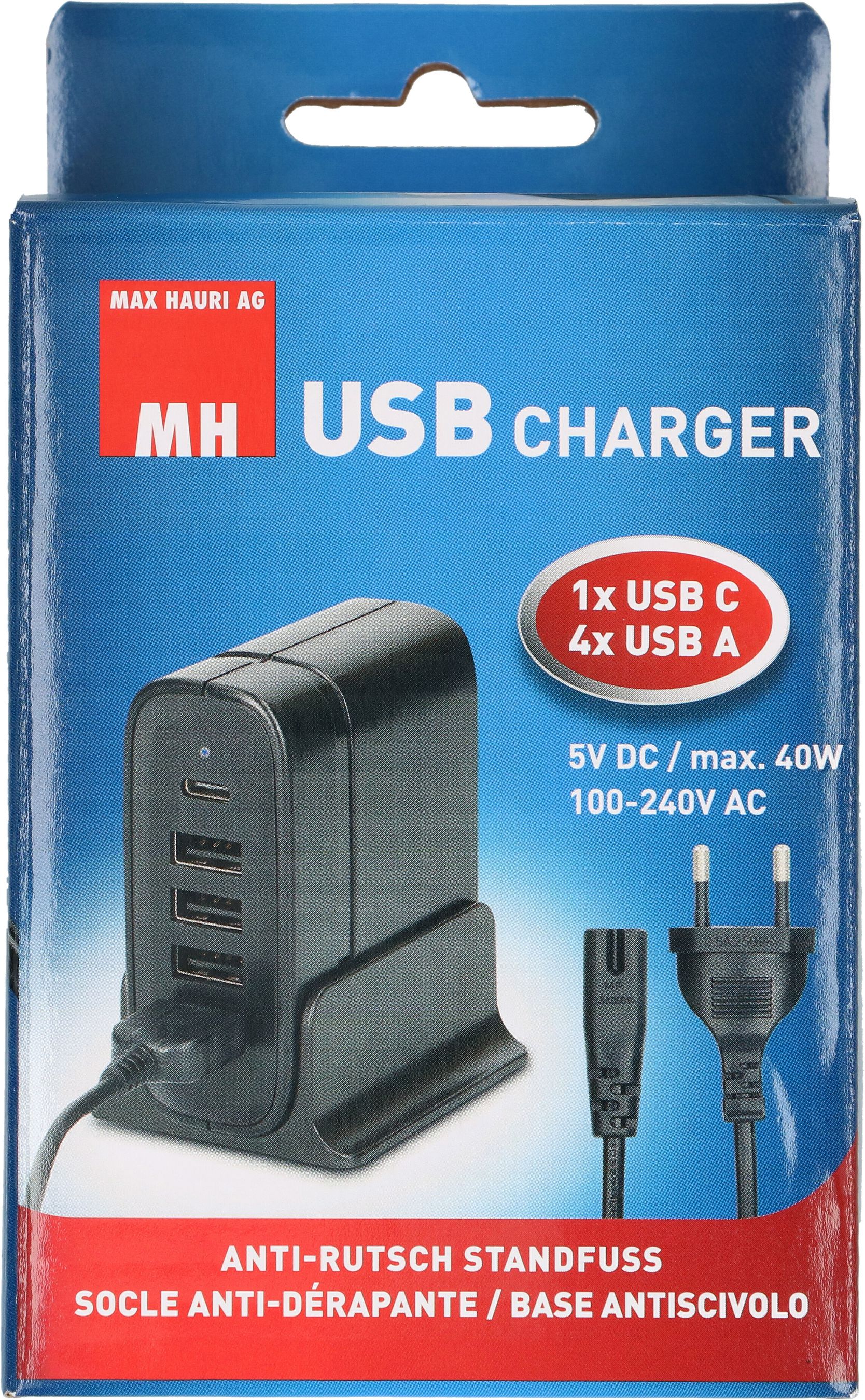 chargeur USB 4x USB A et 1x USB C total 40W