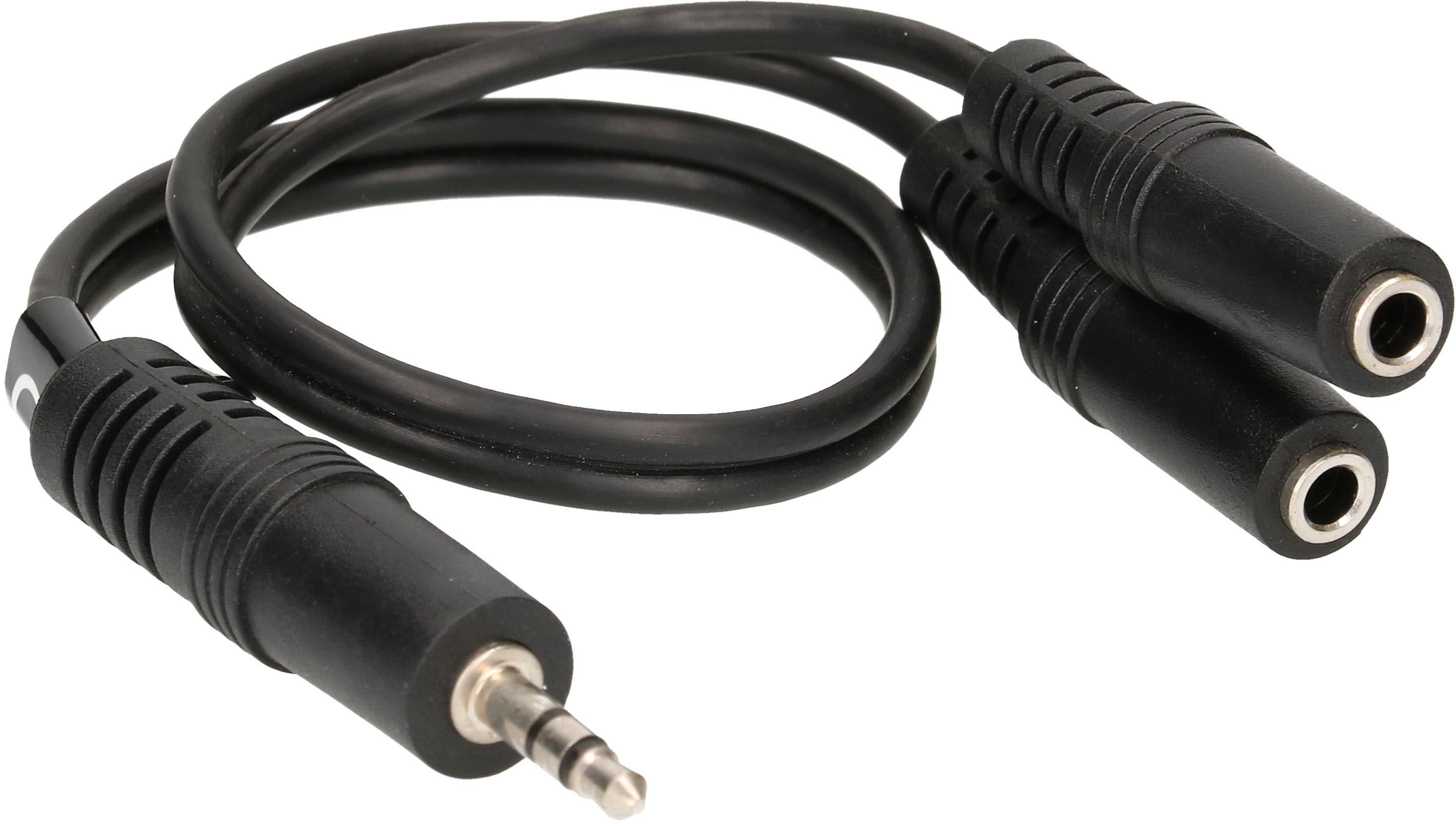 Audio-Y-Adapter-Kabel stereo Klinkenstecker/-buchse 0.2m schwarz
