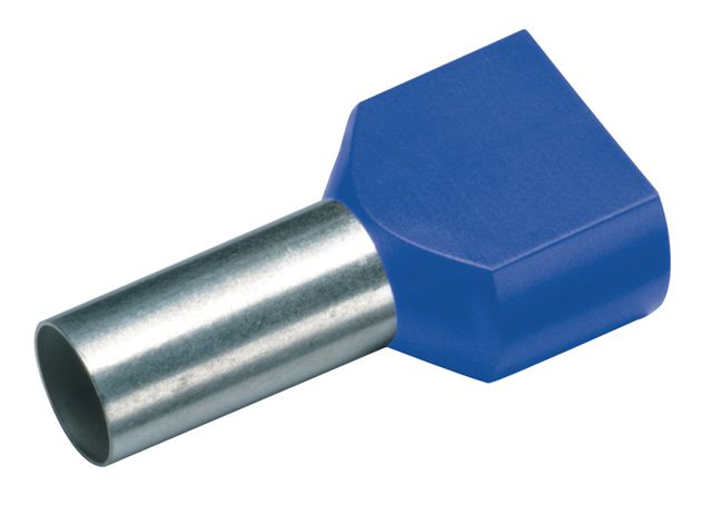 Cosse tubulaire à sertir jumelée isolée 2x2.5mm²/10mm bleu