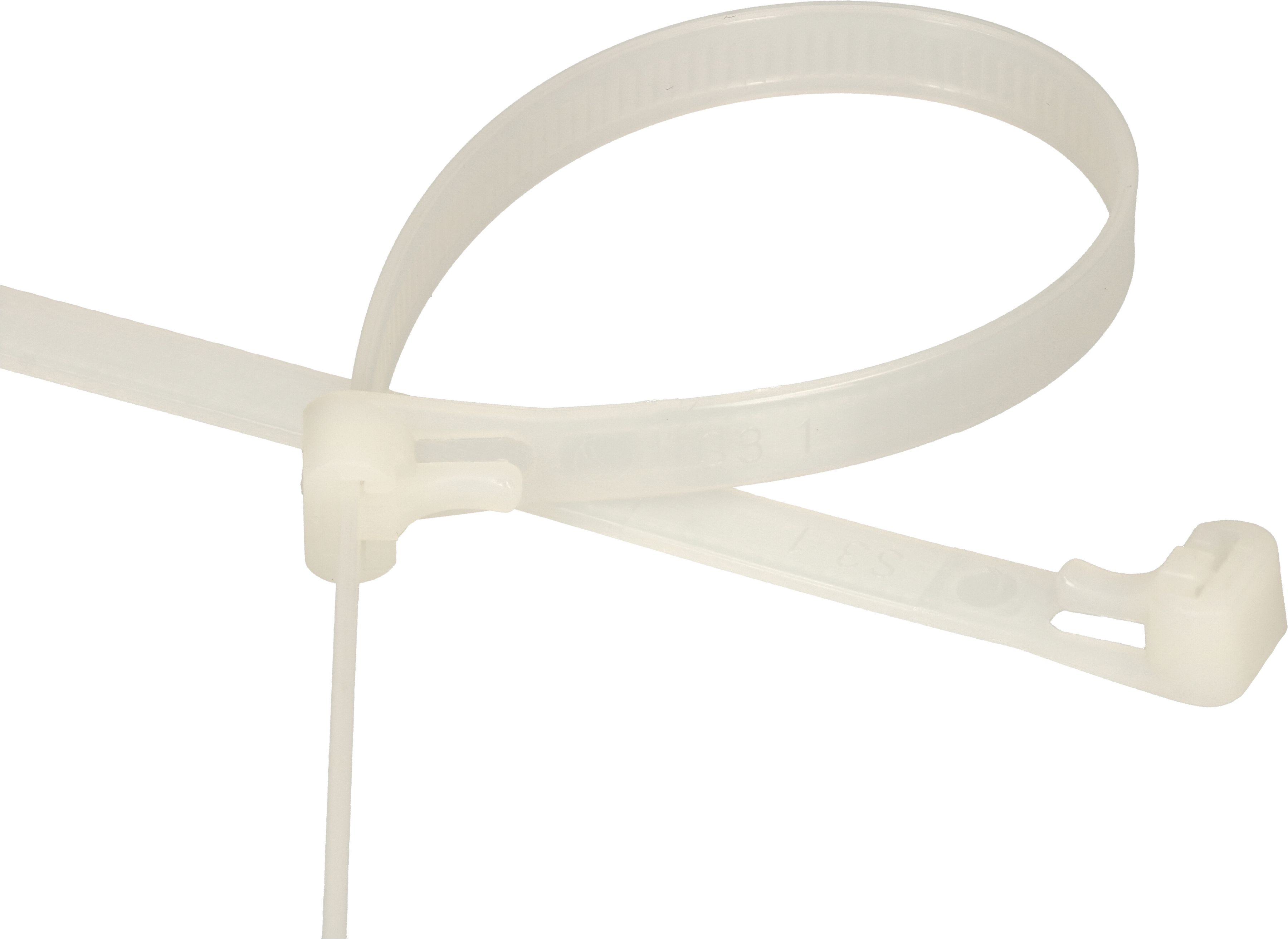 Cable ties reopenable 7.5x300mm white