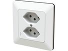 Flush-type wall socket 2x type 13 switched white