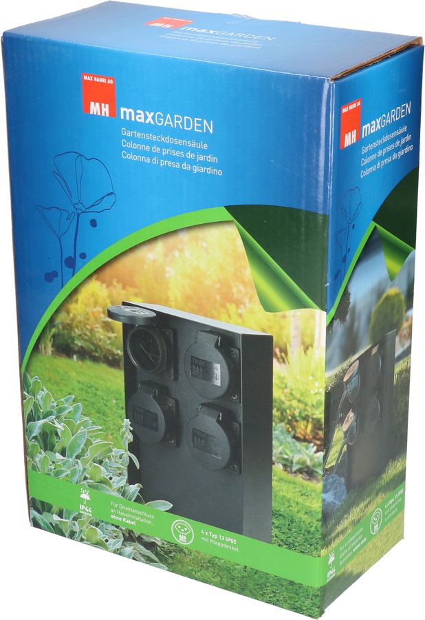 garden socket colum 4x Typ 13 IP55, matted black