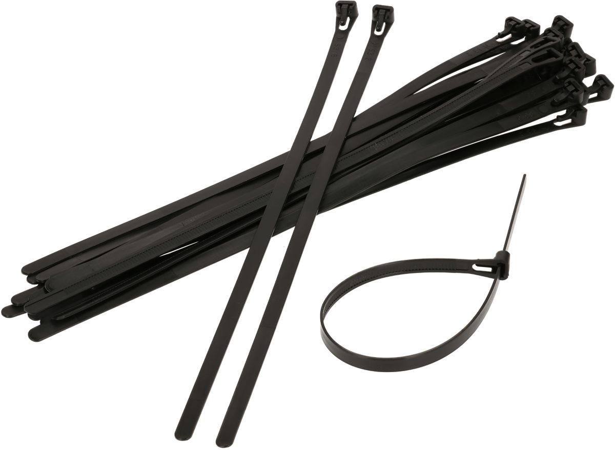 Cable ties reopenable 7.5x300mm black