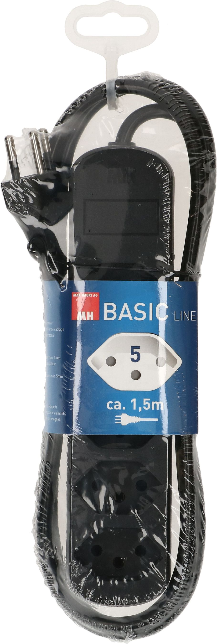 multipresa Basic Line 5x tipo 13 nero 1.5m