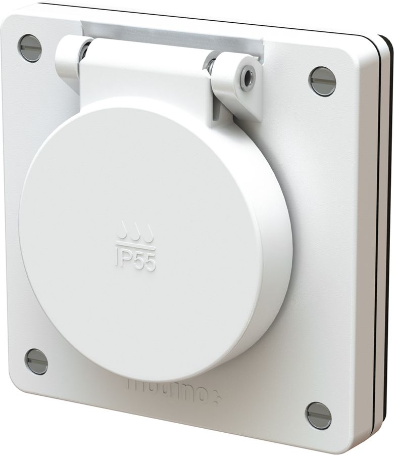 Flush-type wall socket 1x type 13 exo white IP55