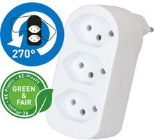 multi adaptateur ADAPT 3x type 13 blanc rotatif Green+Fair