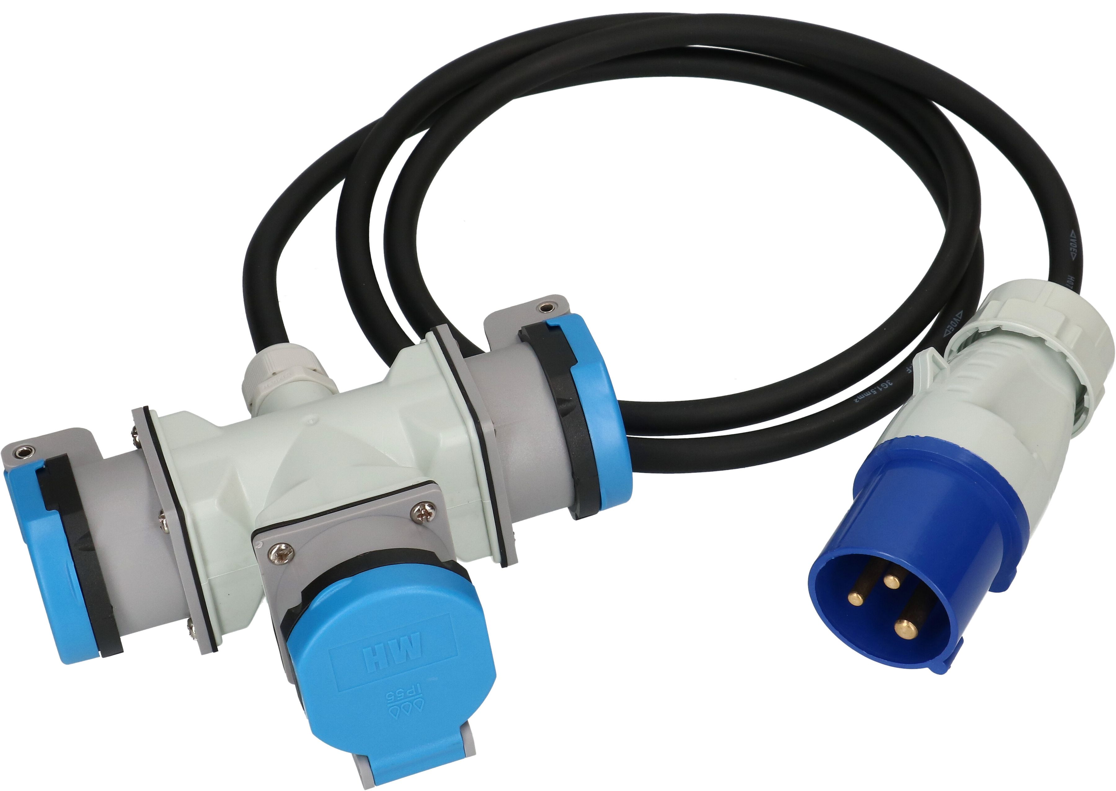 CEE-Verlängerung H07RN-F3G1.5 1.5m schwarz CEE16-3/Typ 23 IP55