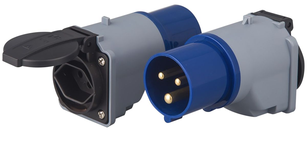 Adapter CEE-Plug/Socket CH Typ 23 3-pole 16A blue