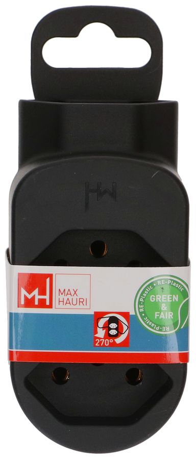 Abzweigstecker ADAPT 2+1x Typ 13 schwarz drehbar Green+Fair