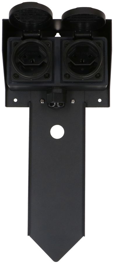 prises de jardin 2x type 13 IP55 avec pique amovible noir