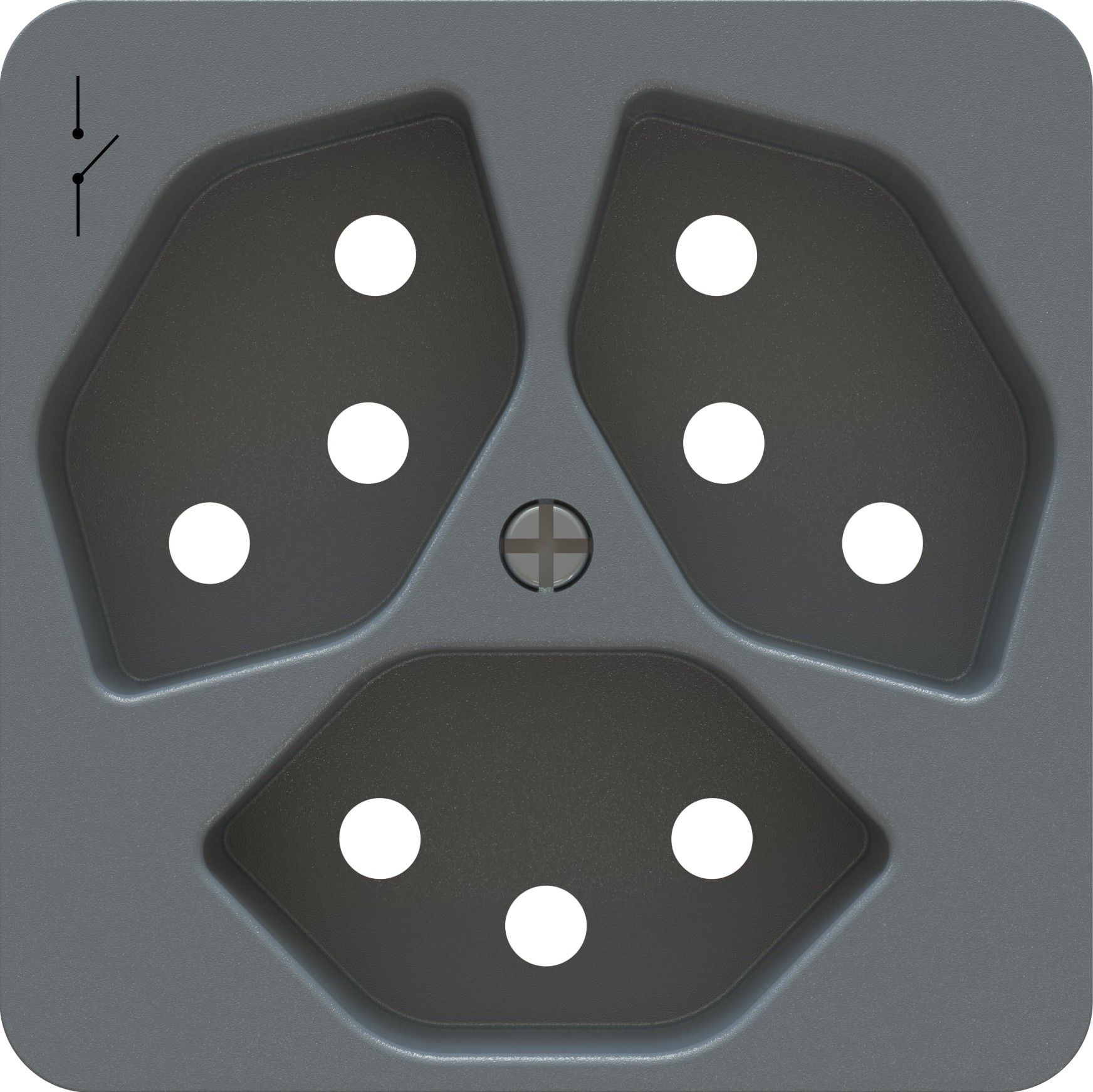 prise 3x type 13 1S plaque frontale priamos anthracite