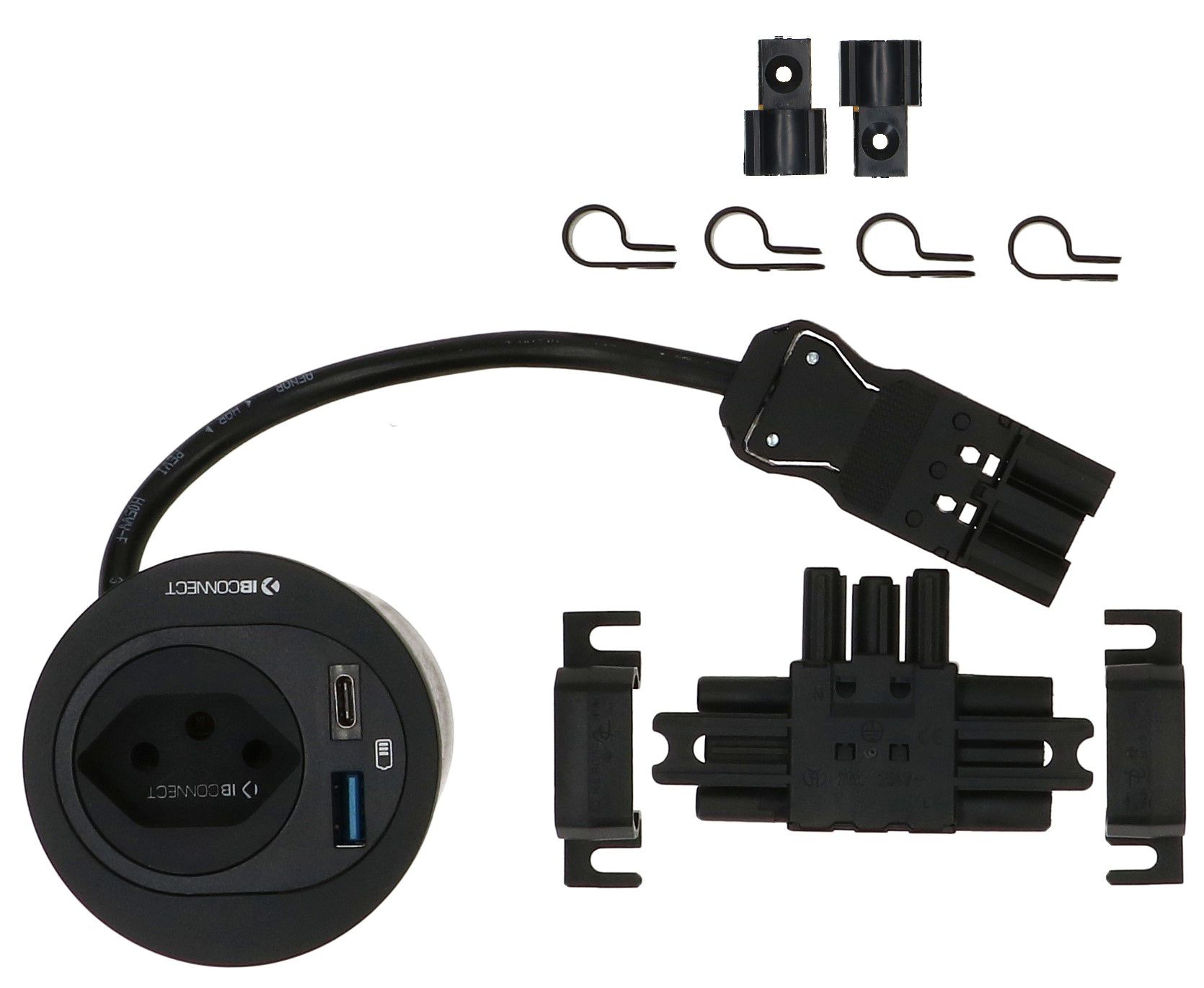 Single Erweiterungs-Set ATOM Steckdoseneinheit sw Typ 13 USB-A/C