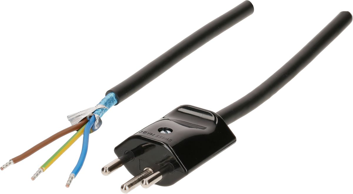 Câble secteur 3G1.0 5m noir blindé avec type 12 fiche