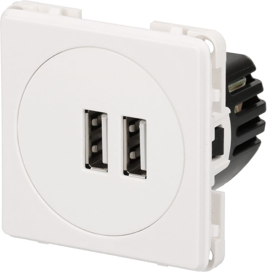 Einbau USB-Lader 230V / 2USB, 5V, 2,1A, weiss
