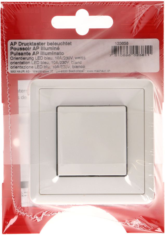 Drucktaster A/R beleuchtet AP EdizioDue weiss