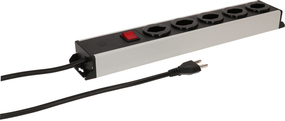 Steckdosenleiste Power Line 5x Typ 23 grau/schwarz Schalter 3.0m