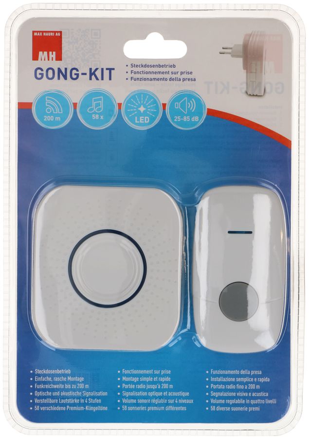 Gong-Kit weiss drahtlos RW=200m Netzstecker