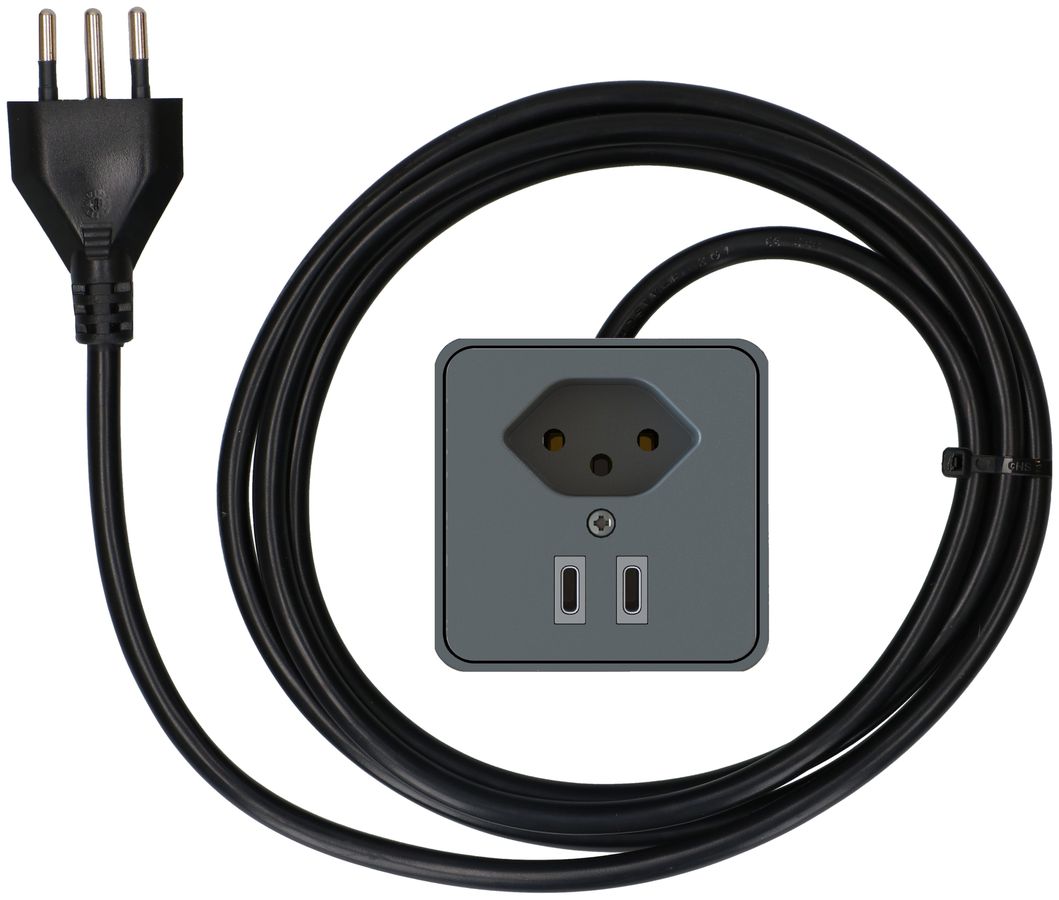 presa aggiuntiva per mobili 1x tipo 13 USB C+C ant 2m tipo 12