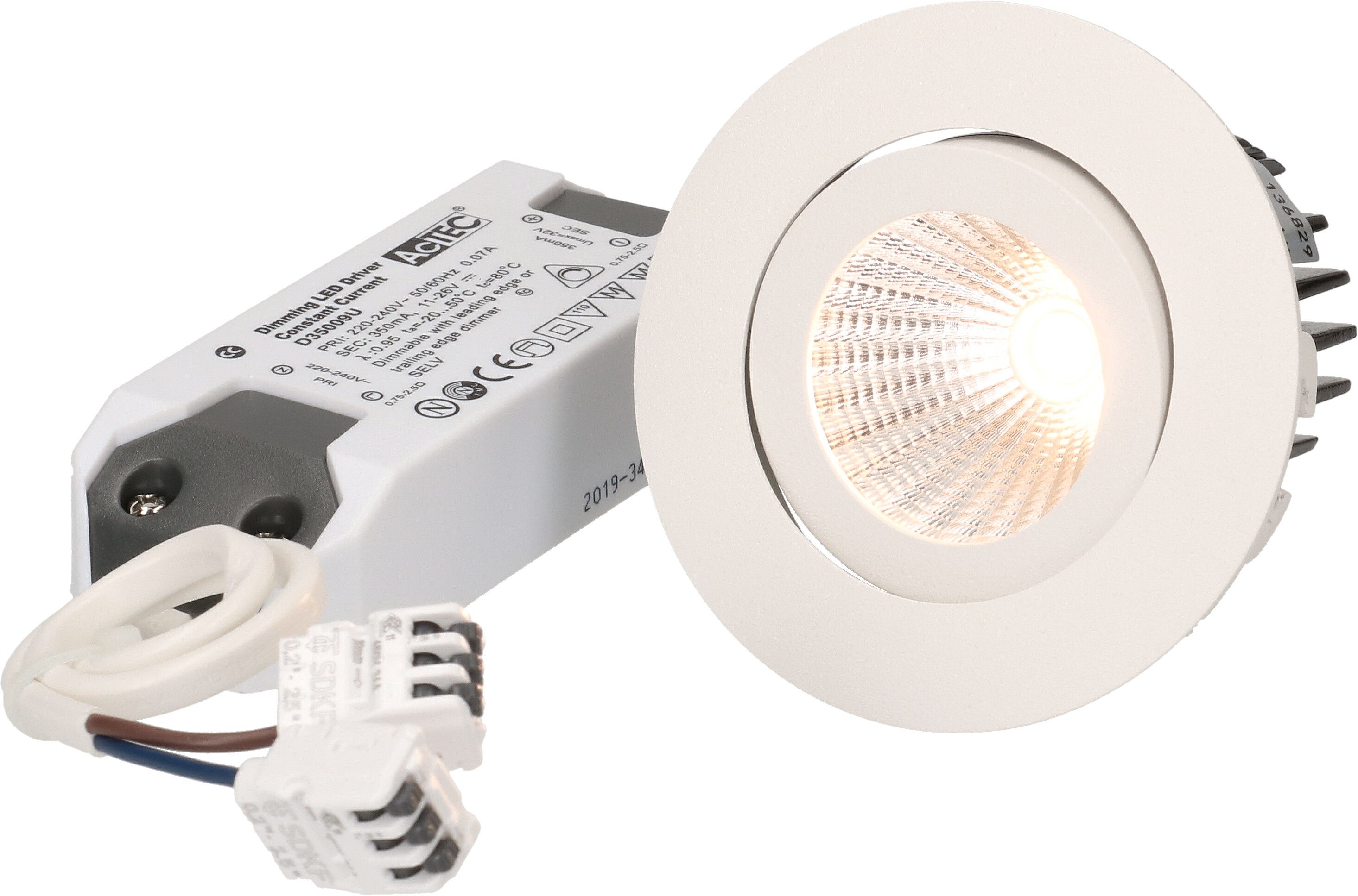 LED-Einbauspot small weiss 3000K 600lm 36°