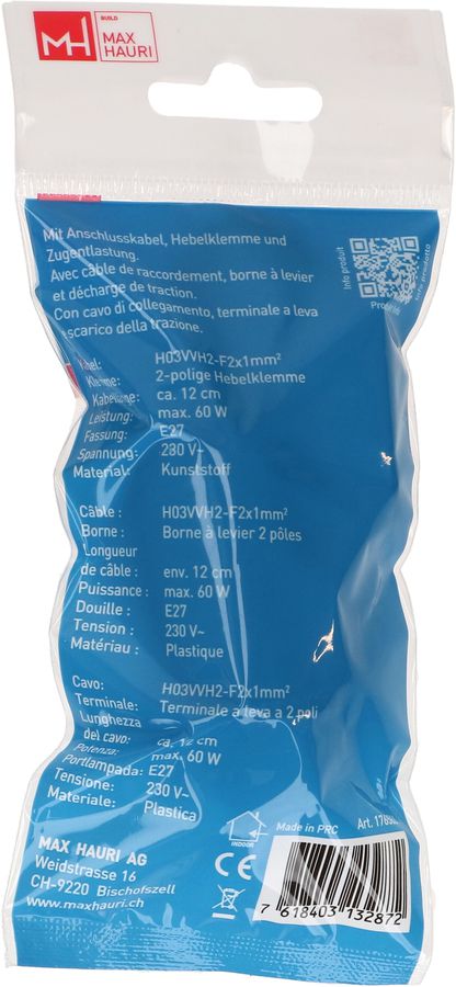 douille chantier E27 avec bornes à levier noir