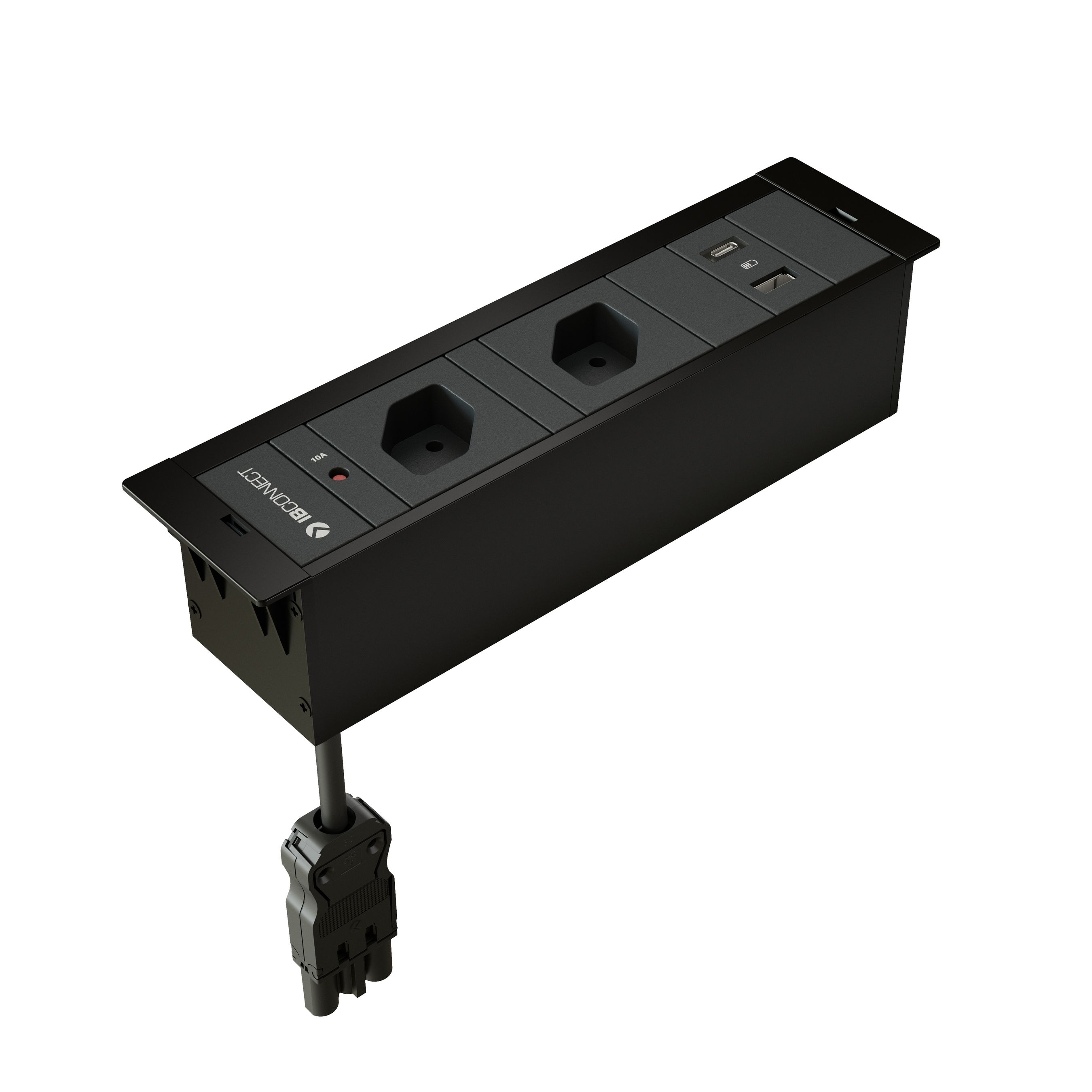 CUBOBOX bloc multiprise noir S 3 fois 2x type 13 1x USB-A/C