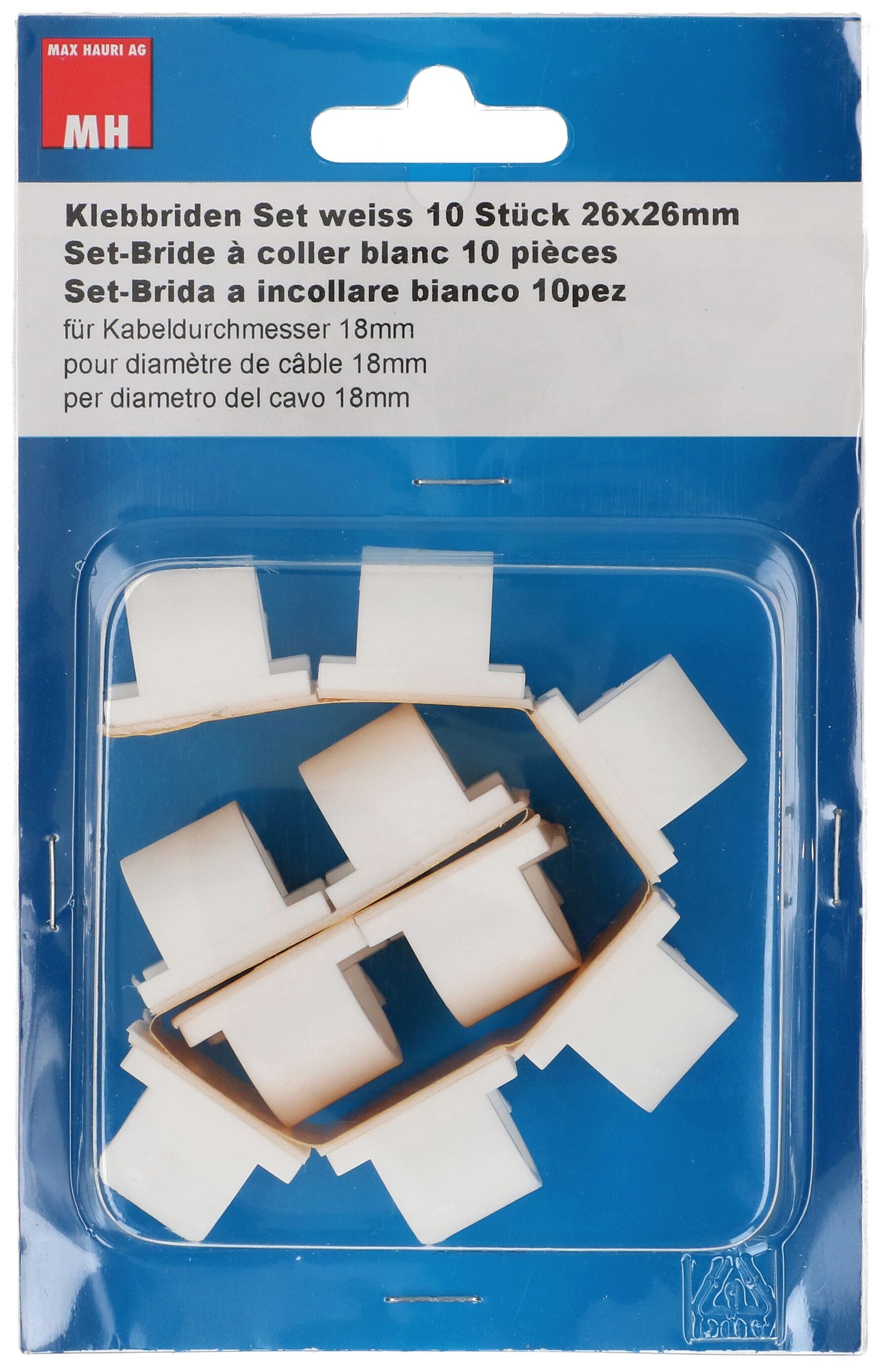 set di brida adesiva 18mm bianco / 10 pezzi