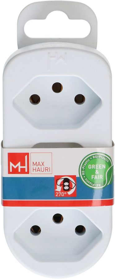 multi adaptateur ADAPT 3x type 13 blanc rotatif Green+Fair