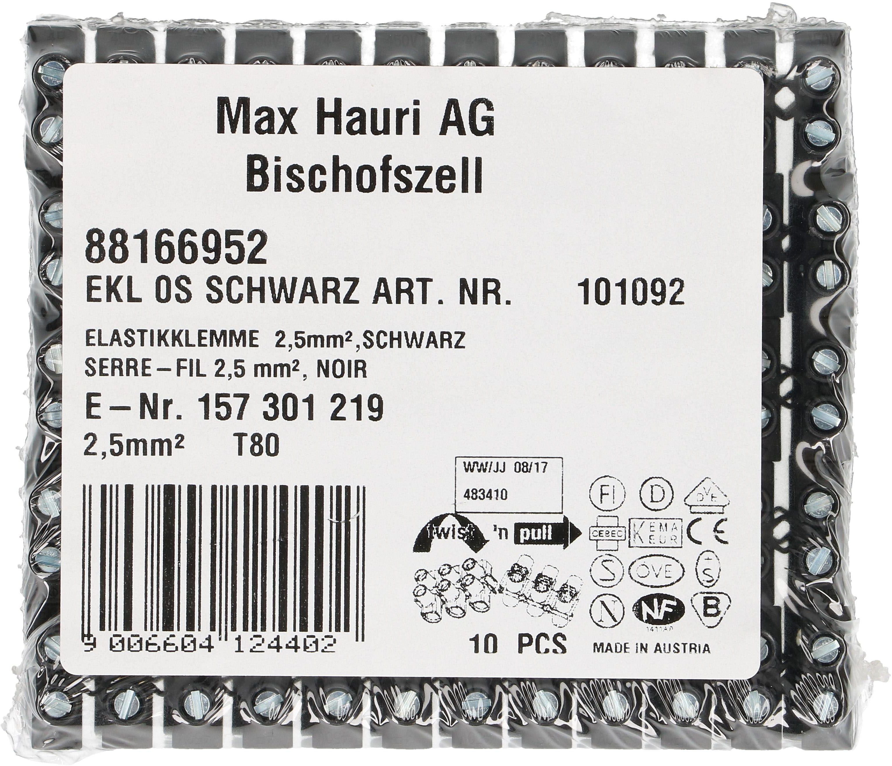 Klemmleiste EKL 0 S, 1.0-4mm2 12-polig schwarz - MAX HAURI AG