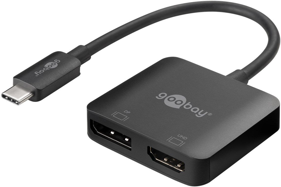 USB-C auf DisplayPort und HDMI Adapter, 0.12m, schwarz