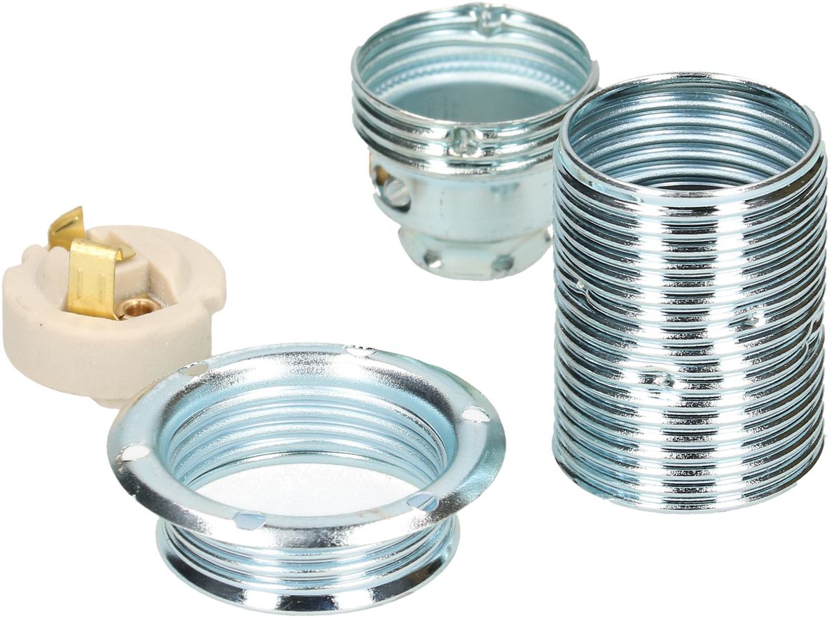 E14-Metallfassung mit Ring M10x1 Stahl Chrom