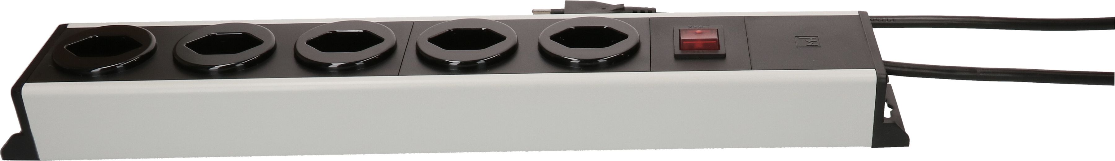 Steckdosenleiste Power Line 5x Typ 13 grau/schwarz Schalter 5.0m