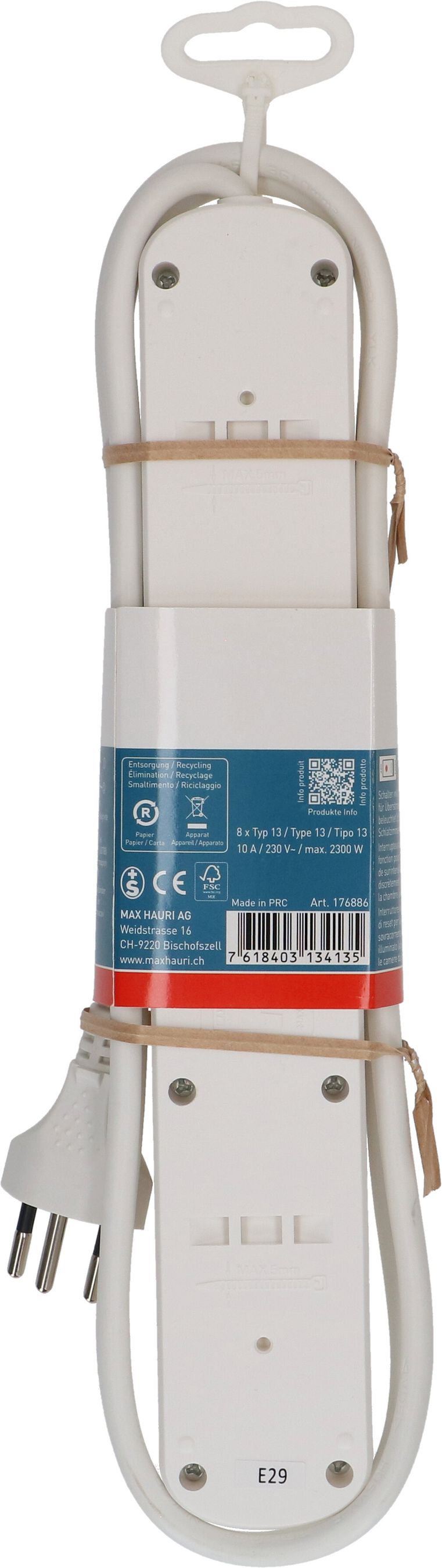 Steckdosenleiste Basic Line 8x Typ 13 ws Schalter 1.5m Green+Fair