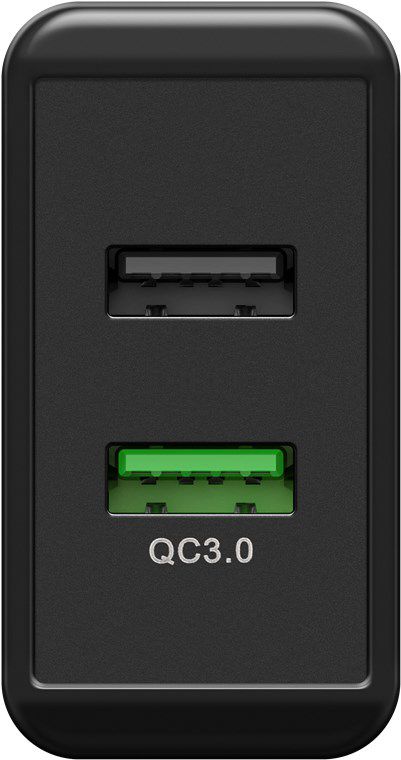 USB Dual-Schnellladeadapter 2x USB-A QC 28W schwarz