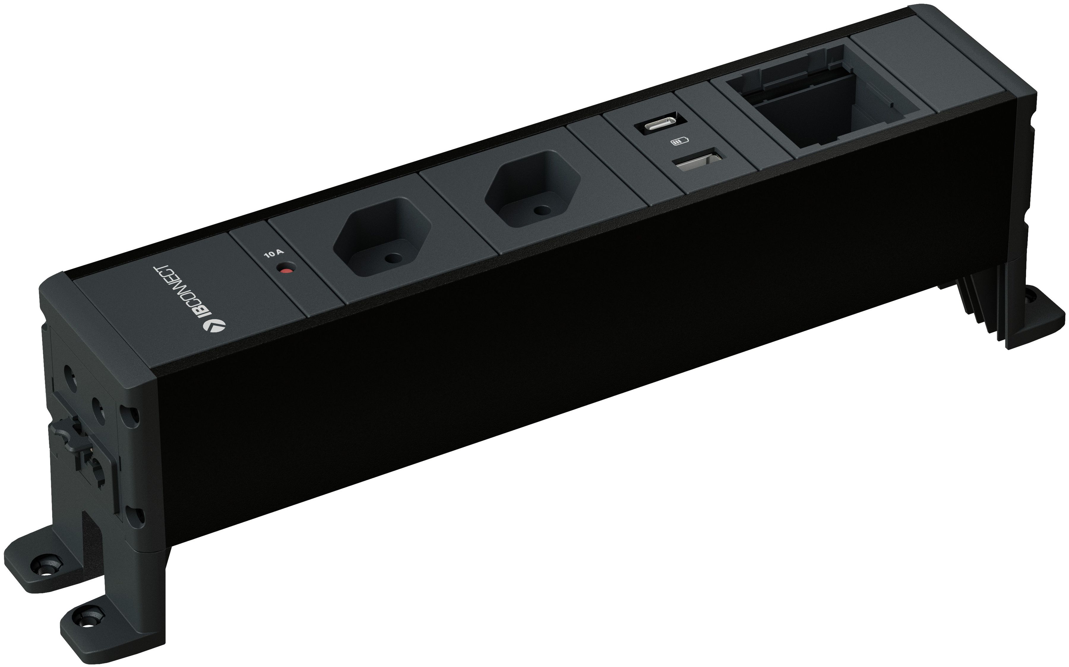 CUBO Steckdoseneinheit schwarz 2x Typ 13 1x USB-A/C 1x Leermodul