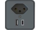 Anbau-Steckdose 1x Typ 13 USB A+C kompakt anthrazit