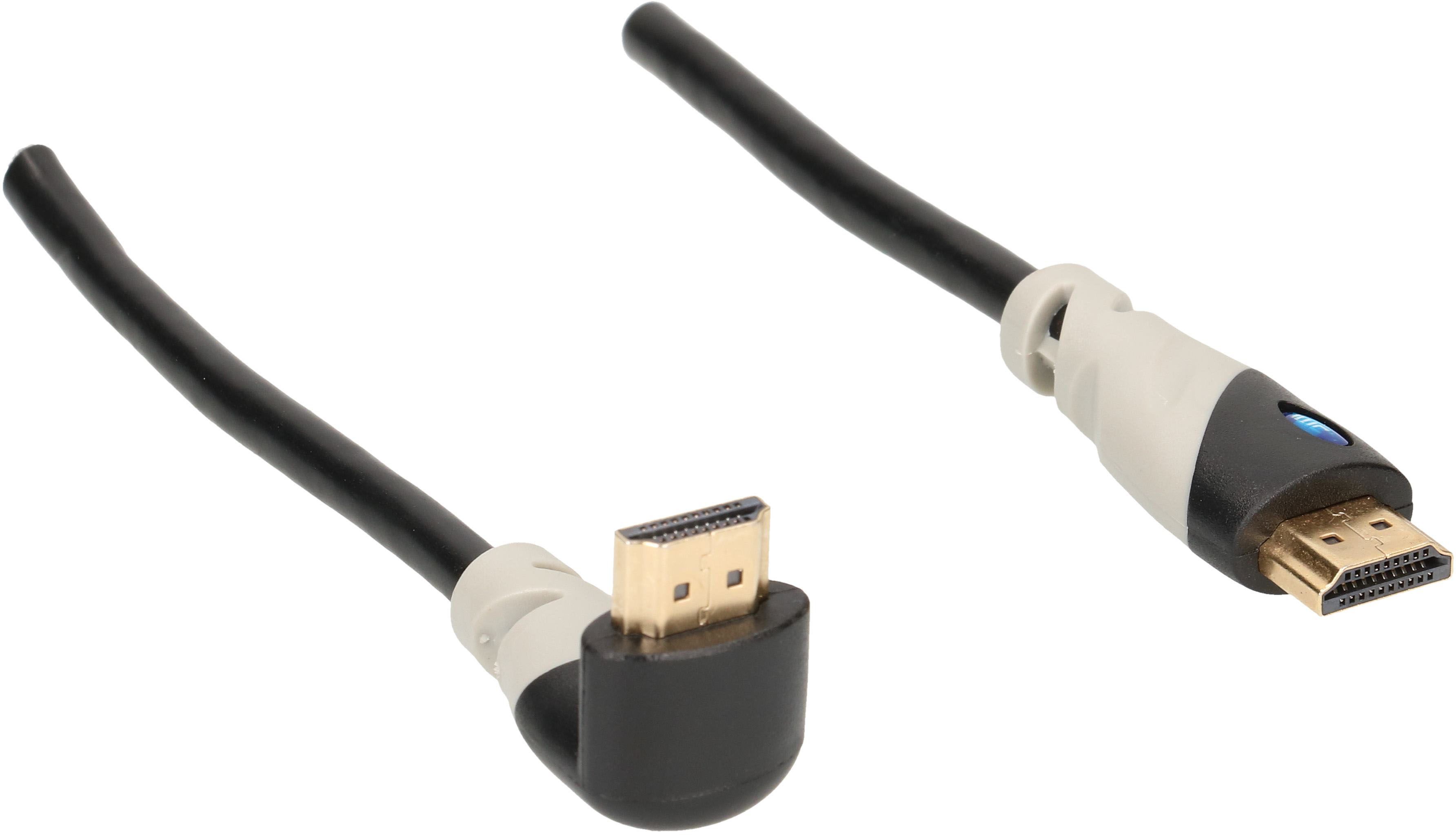 câble de raccordement HDMI équerre 1.5m noir/gris