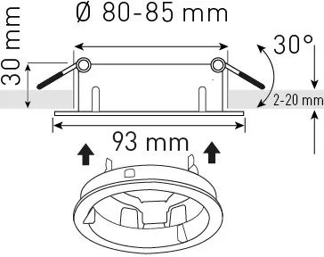 telaio di montaggio Ø80 cromo per lampade a LED con base GU10