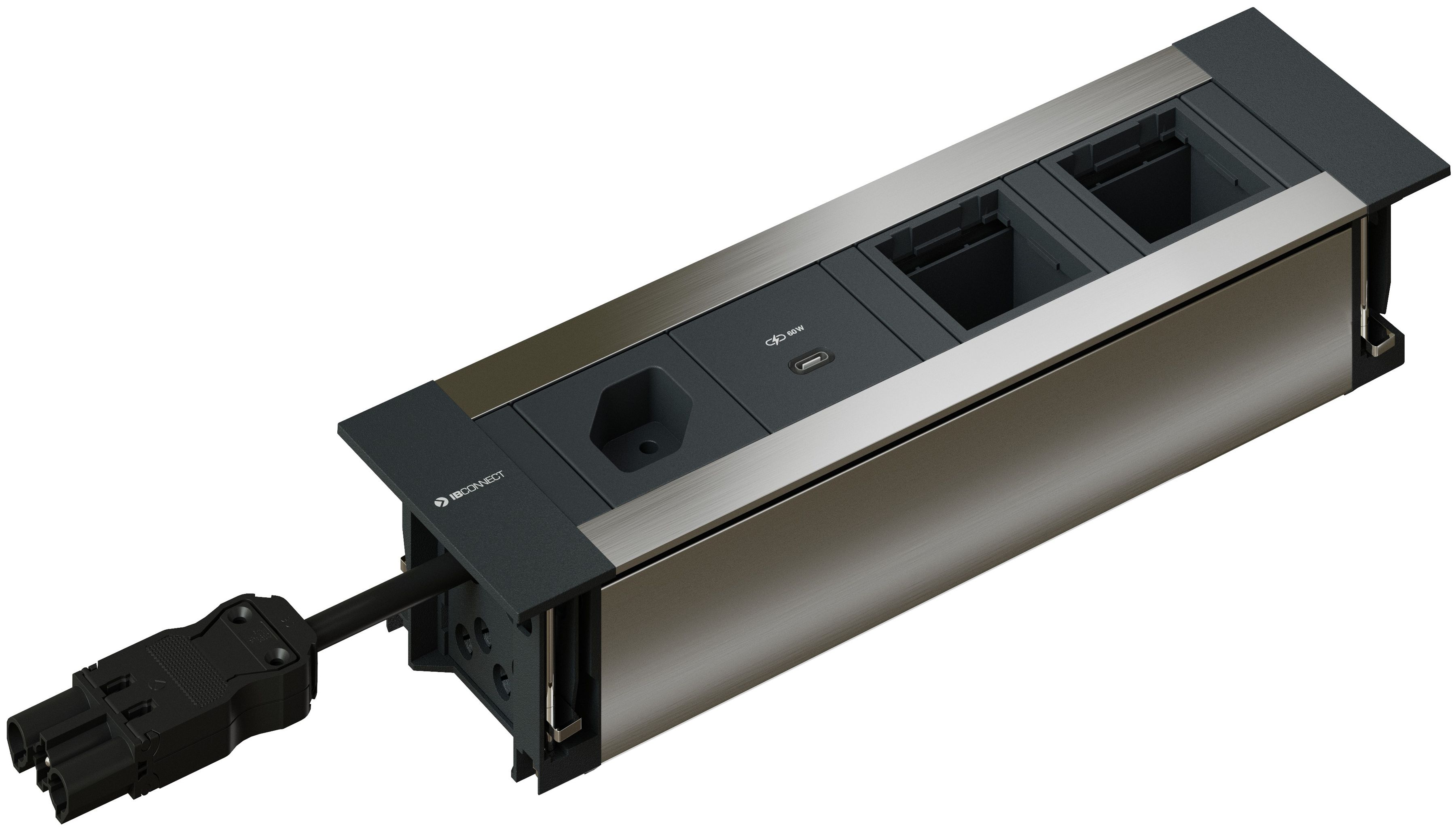 INTRO2.0 Steckdoseneinheit eloxie. 1x Typ 13 1x USB-C 60W 2x leer