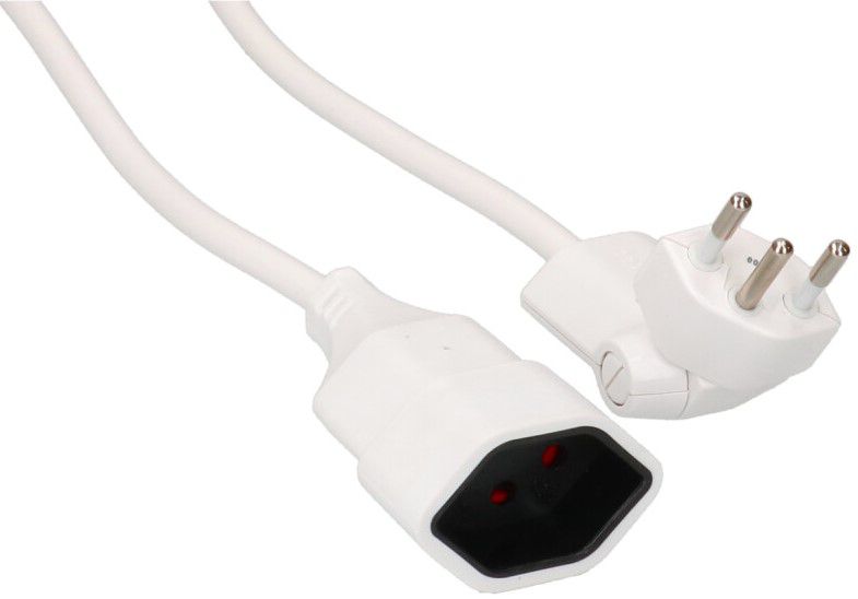 Rallonge TD H05VV-F3G1.0 5m blanc clip-clap BS type 12 / type 13