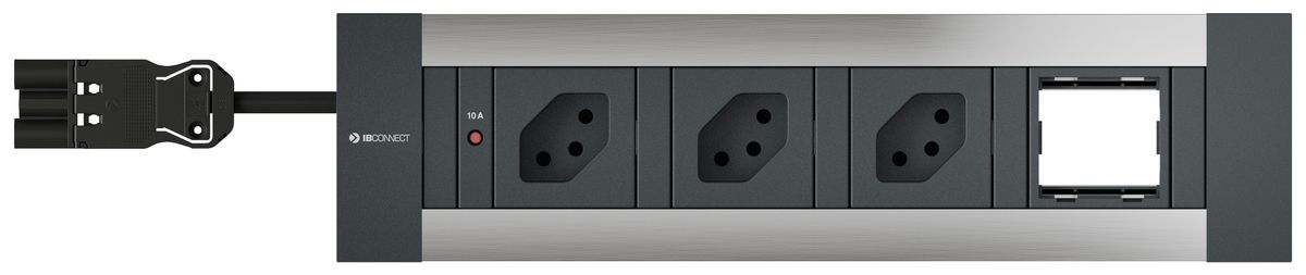 INTRO2.0 Steckdoseneinheit eloxiert 3x Typ 13 1x Leermodul