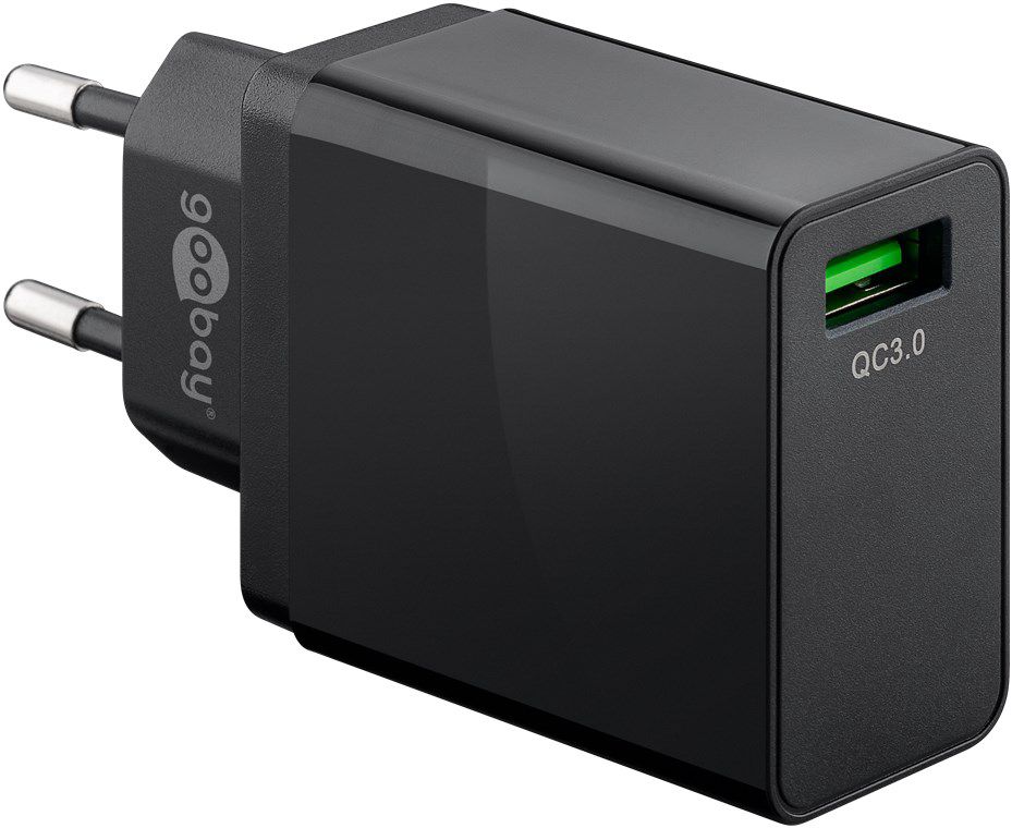 USB Schnellladegerät QC3.0 (18W) schwarz