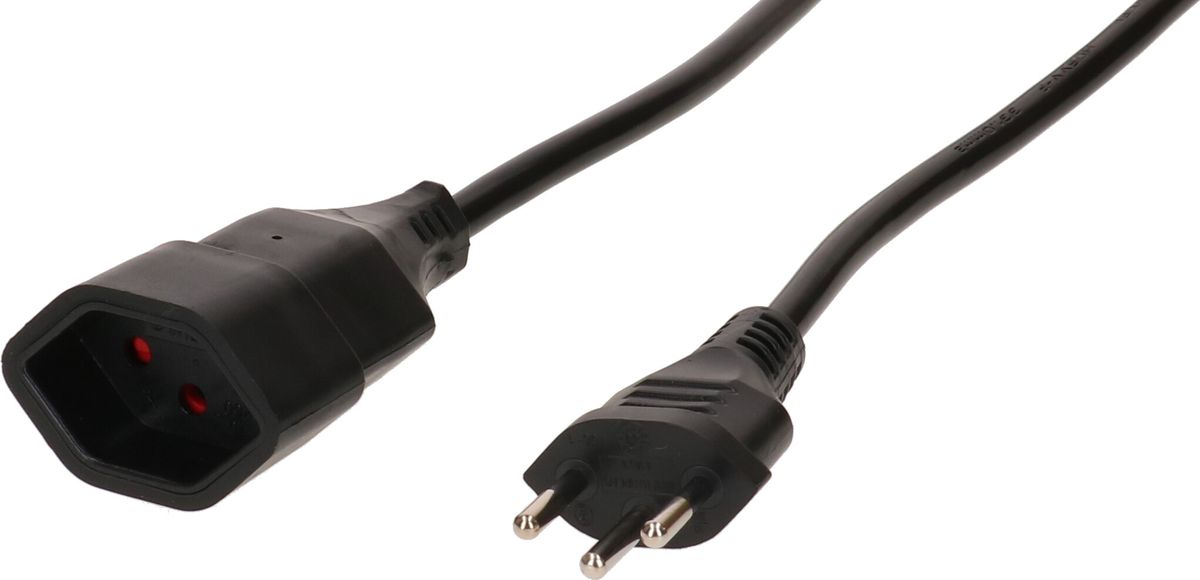 TD-Verlängerung H05VV-F3G1.0 1m schwarz BS Typ 12 / Typ 13