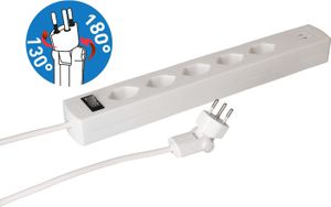 Steckdosenl. Safety Line 5x Typ 13 90° ws Schal. USB Mag. 5m cli.