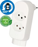 Abzweigstecker ADAPT 2+1x Typ 13 weiss drehbar Green+Fair