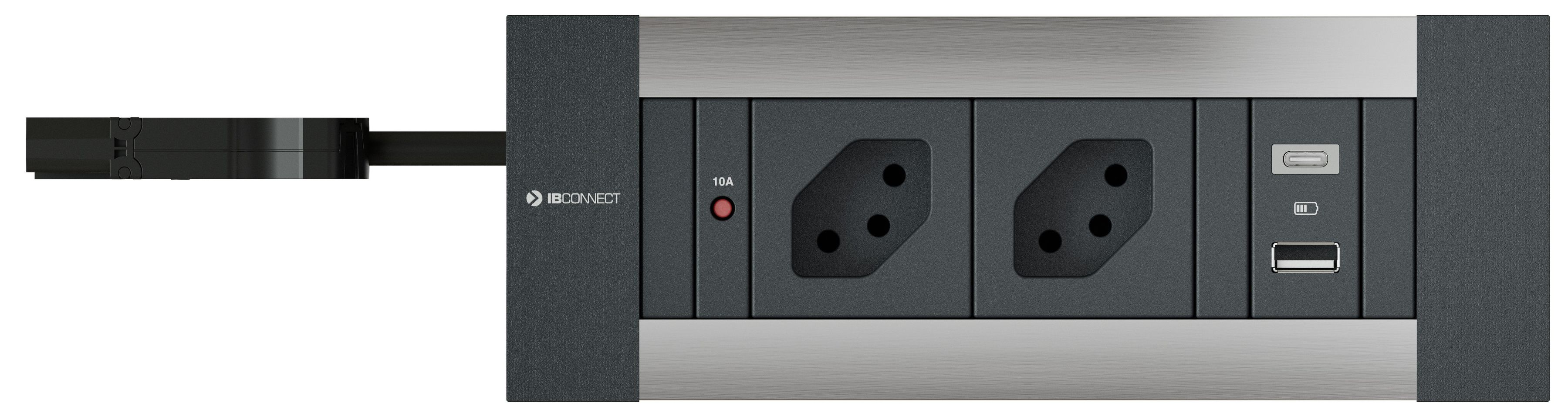 INTRO2.0 Steckdoseneinheit eloxiert 2x Typ 13 1x USB-A/C