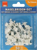 Nagelbriden-Set 7x10mm weiss für Flachkabel / 50 Stück
