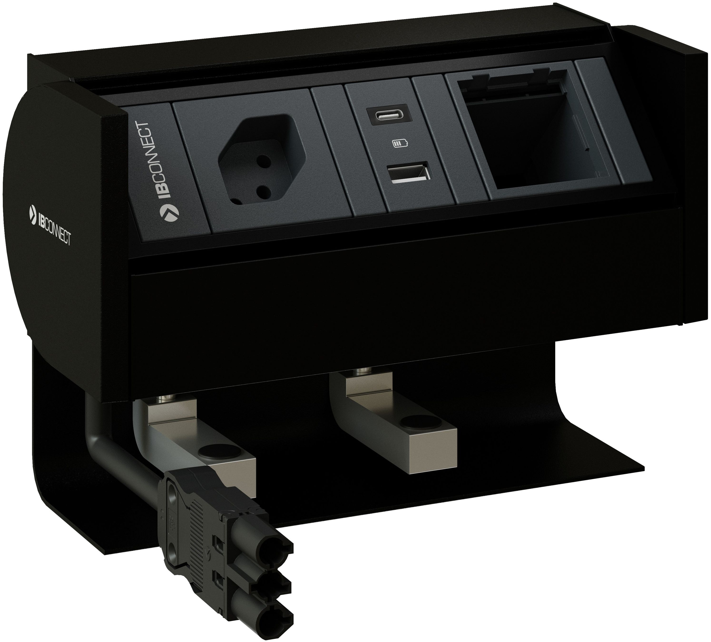 PRISMA Steckdoseneinheit schwarz 1x Typ 13 1x USB-A/C 1x Leer